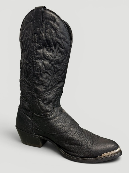 Laredo Black Leather Western Cowboy Boots Sterling Silver Tip Size 10D main image 8